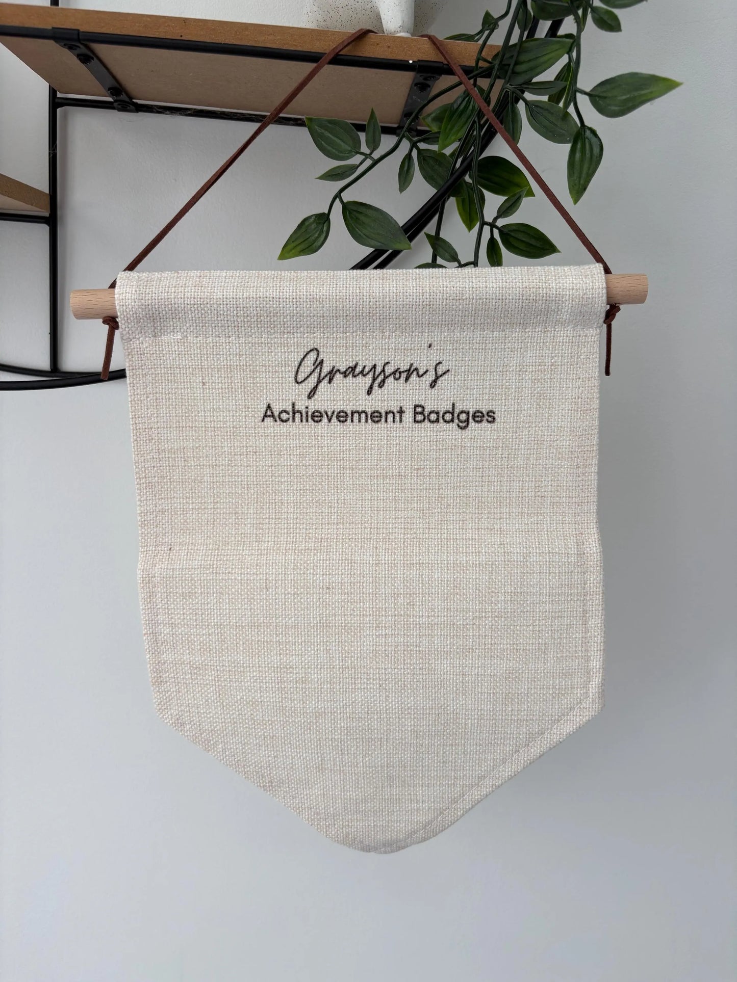Personalised Achievement Badge Holder Pennant, Custom Name Hanging Banner For Achievement Badges, Kids Room Display,  Award Organizer