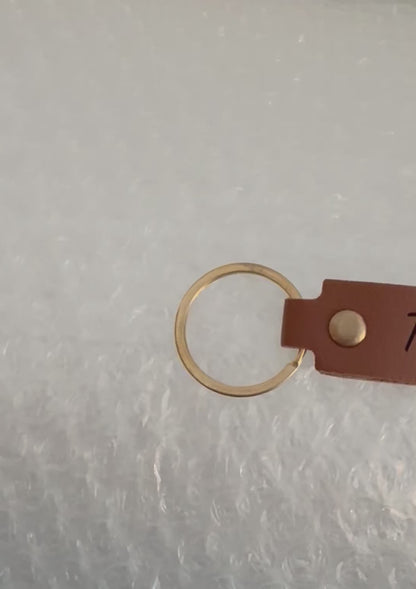 Personalised Leather Keyring Fob, Custom Engraved Leather Keychain, Personalised Name Keyring, Gift for Him, Gift for Dad, Anniversary Gift