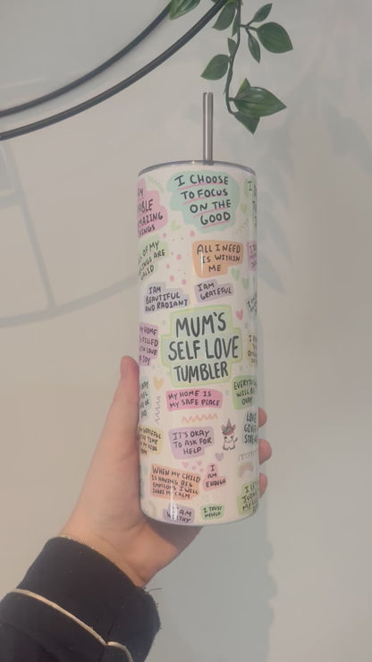 Mum's Self Love Tumbler, Mother's Day Gift, Affirmations Gift, Wellbeing Gift, Self Love Bottle, Gift for Mum, Mum Gift, Drink Bottle