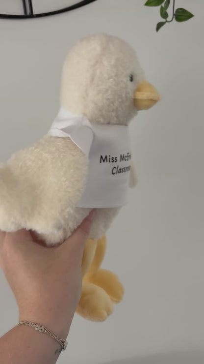 Personalised Duck Plush Toy with Custom T-Shirt / Cute Duckling Stuffed Animal / Custom Message Text Gift for Kids, New Baby, Baby Shower
