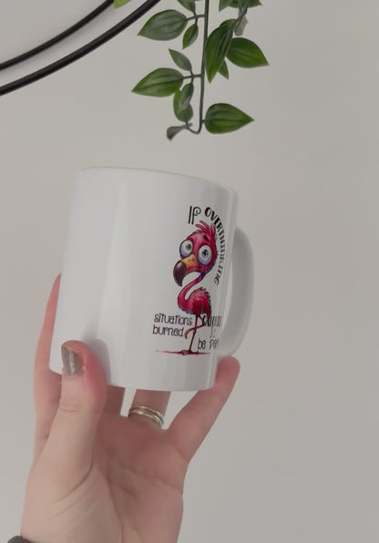 Funny Flamingo Mug, If Overthinking Burned Calories I’d Be Super Fit, Sarcastic Coffee Cup, Humour Gift for Overthinkers