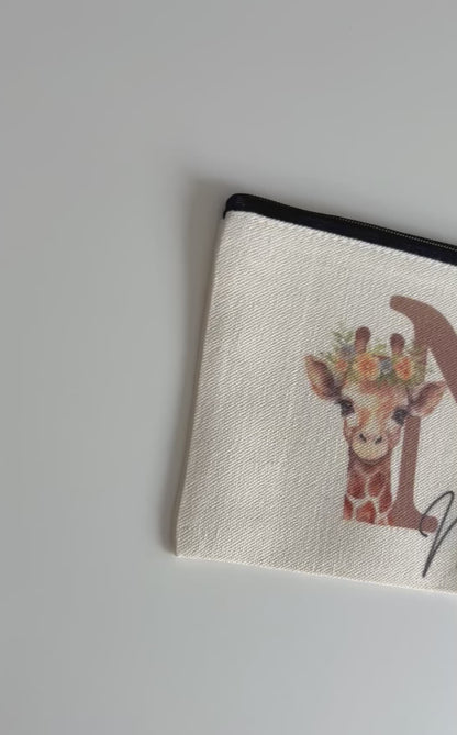 Personalised Giraffe Case, Giraffe Storage Bag. Custom Pencil Case, Makeup Pouch, Cute Gift for Her, Animal Lover Birthday Present, Giraffe